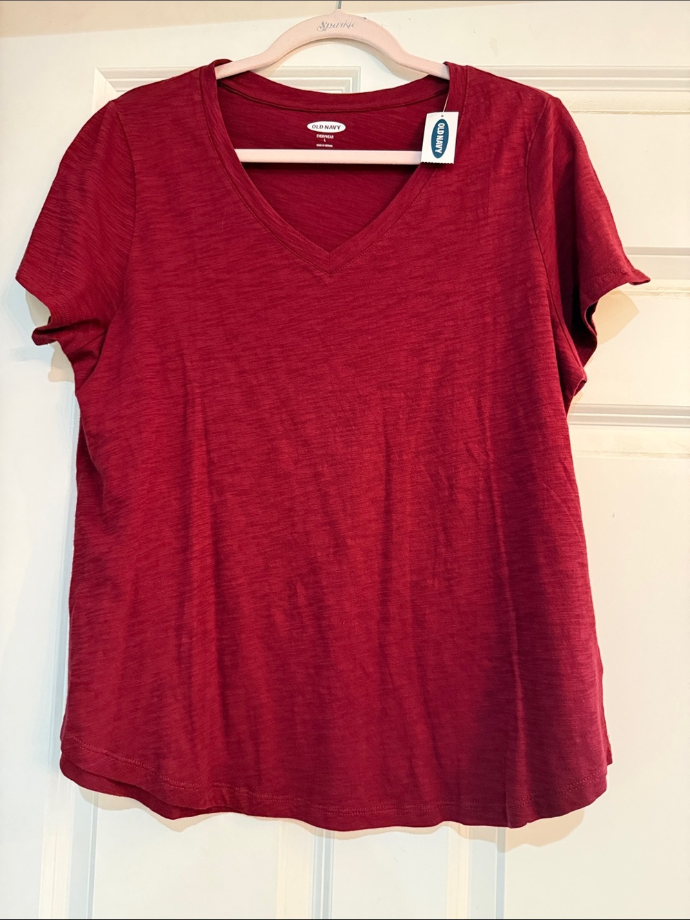 Old Navy Red V-Neck Short Sleeve Tee